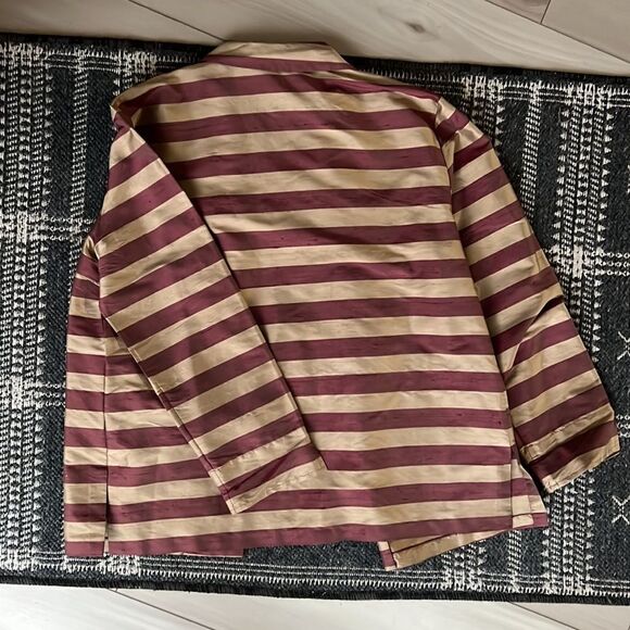 Striped Silk Long Sleeve Dress Jacket, Stephanie Chaus, Size Medium - Picture 5 of 7